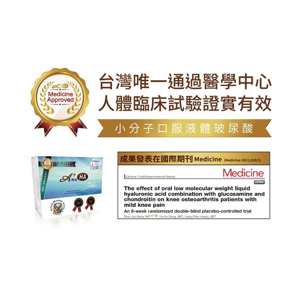 A+HA 極品口服玻尿酸 · 發表於國際期刊 Medicine